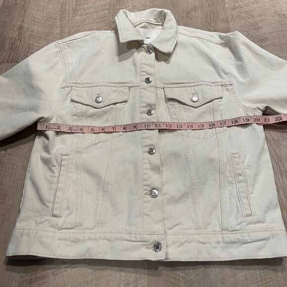Mango 100% cotton cream oversized denim jacket, size S - Picture 11 of 13